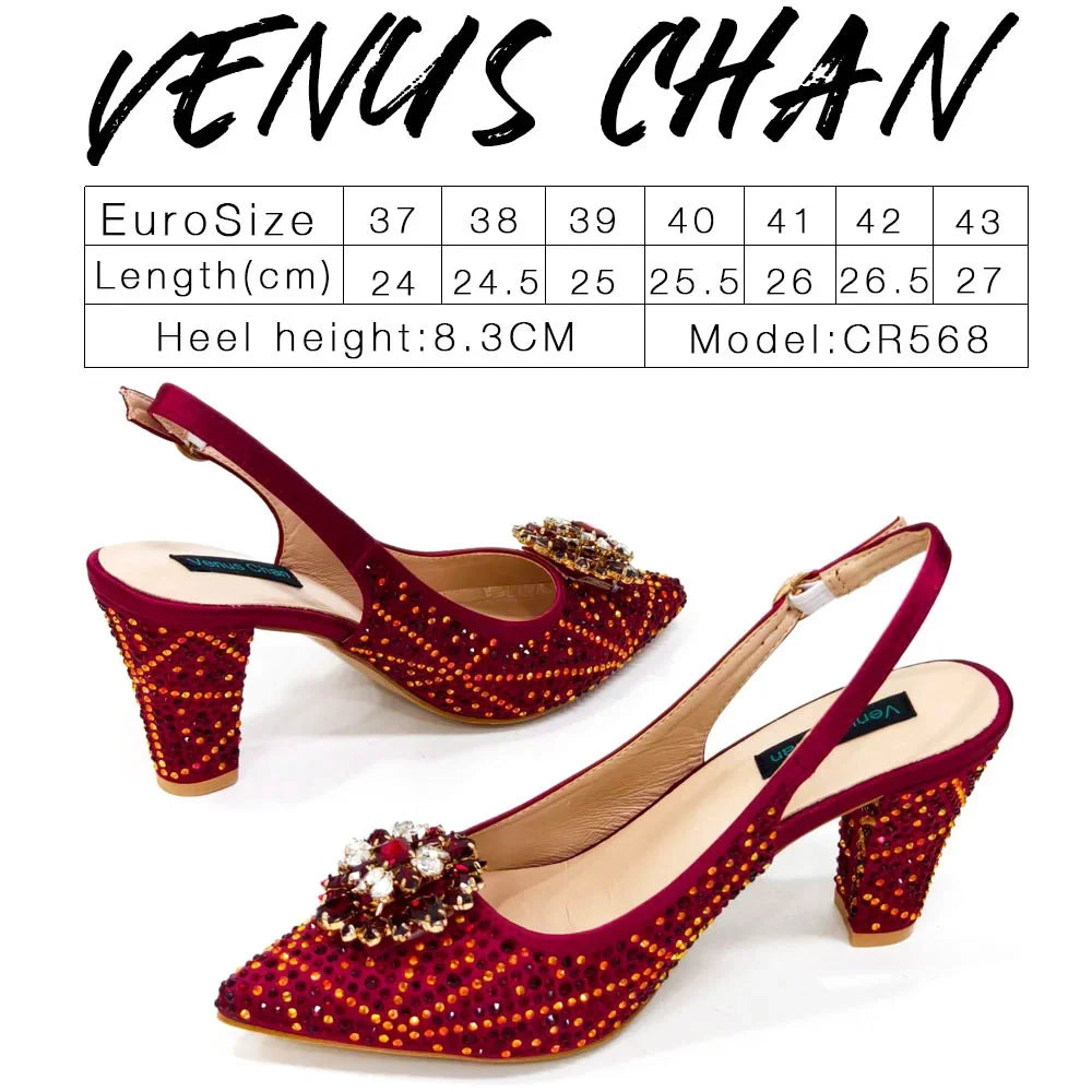 Doershow beautiful Italian Shoes And Bag Sets For Evening Party With Stones Italian Leather Handbags Match Bags! 1-30