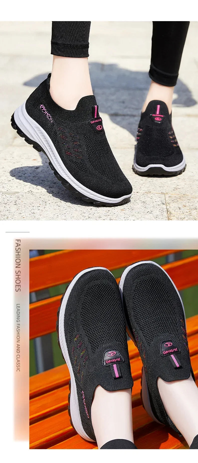 Women Vulcanized Shoes  High Quality Breathable Mesh Women Sneakers Soft Slip On Flats Shoes Women Loafers Walking Flat