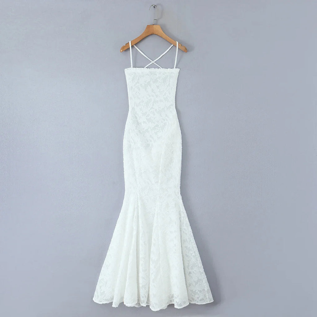 Backless Lace Up Trumpet White Party Dress Vestidos Para Mujer Sexy New in Long Dresses 2025 Spring Summer Elegant Sundress