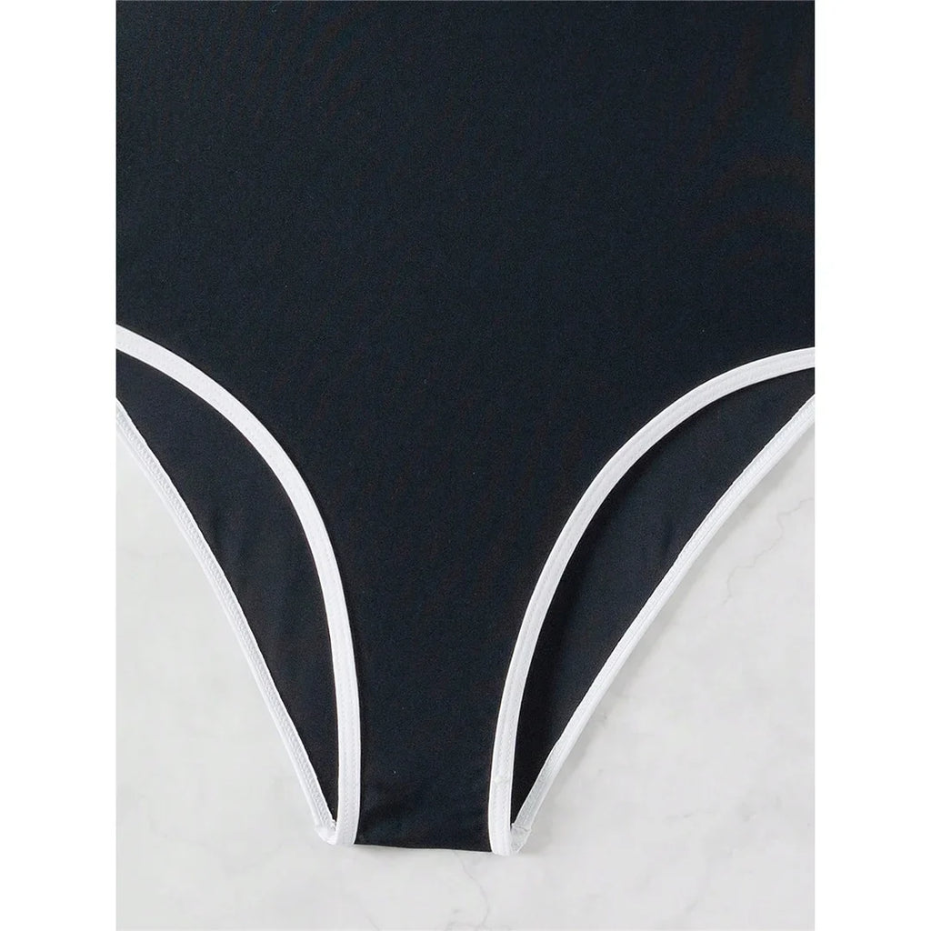 S - XL Splicing Backless High Leg Cut One Piece Swimsuit Women Swimwear Female Padded Monokini Bather Bathing Suit Swim V6789