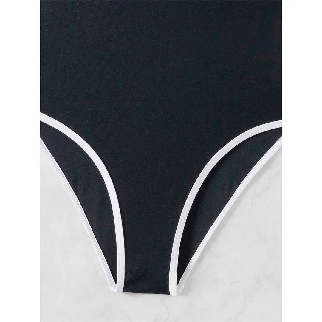 S - XL Splicing Backless High Leg Cut One Piece Swimsuit Women Swimwear Female Padded Monokini Bather Bathing Suit Swim V6789