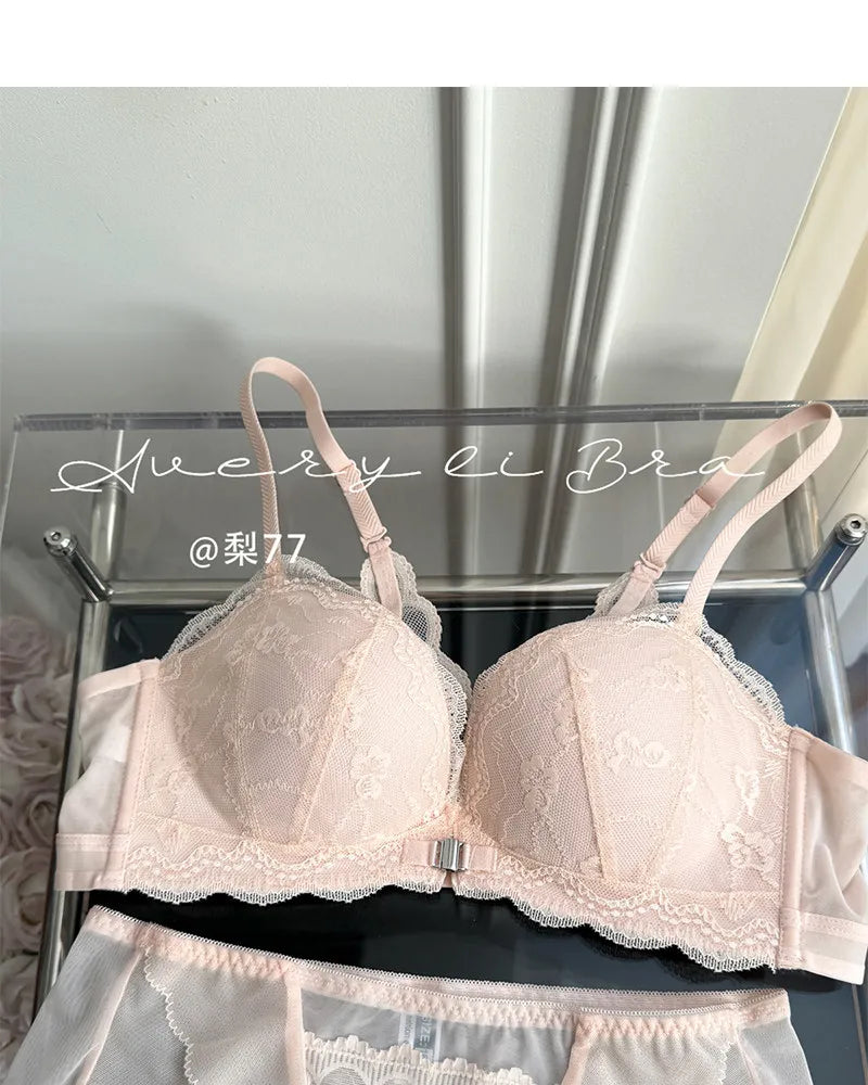 Summer Nouvelle Tendance! Soutien-Gorge Push Up à Fermeture Avant - Bretelles Dentelle Dos, Bralette Légère pour Petite Poitrine