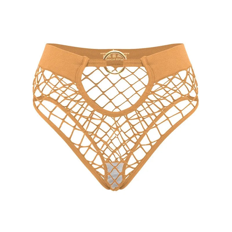 New Style Mesh Sexy Women's Panties Solid Color Mid High Waist Fishnet Lingerie Ladies Hollow Out Transparent Elasticity Briefs
