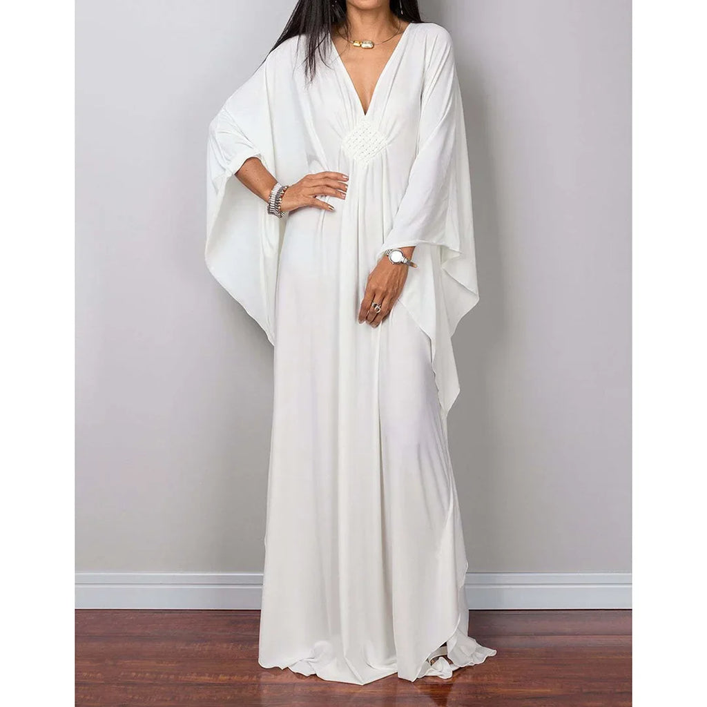 Greek Goddess Long Dress Batwing Sleeve Tunic Beach Cover Up Cover-ups Beach Dress Beach Wear Beachwear Kaftan Maxi Dress V4427