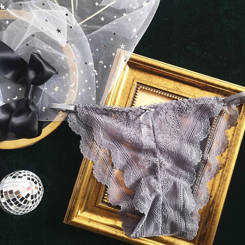 Lace Thin Sexy Girls Panties Women Briefs Thong Hollow Out G String Seamless Underwear Transparent Female Low Waist Lingerie