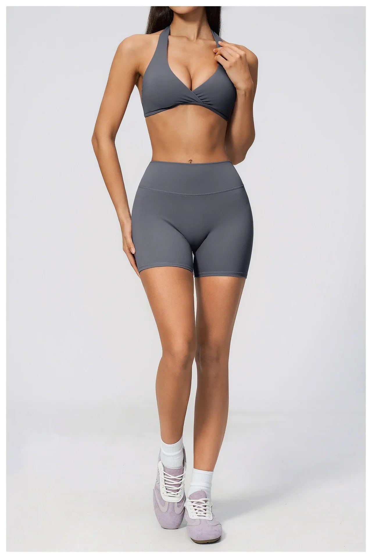 Summer Yoga Sets Women Front Cross Sports Bra Exercise Suits Outwear Lifting Buttocks Abdominal Compression Shorts Fitness Set