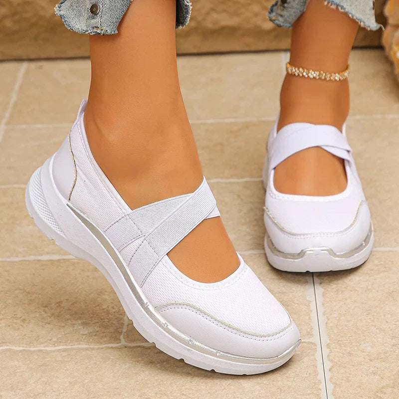 Spring Summer Breathable Flats Women Plus Size 43 Slip On Platform Sneakers Woman Comfortable Soft Non Slip Casual Shoes Female