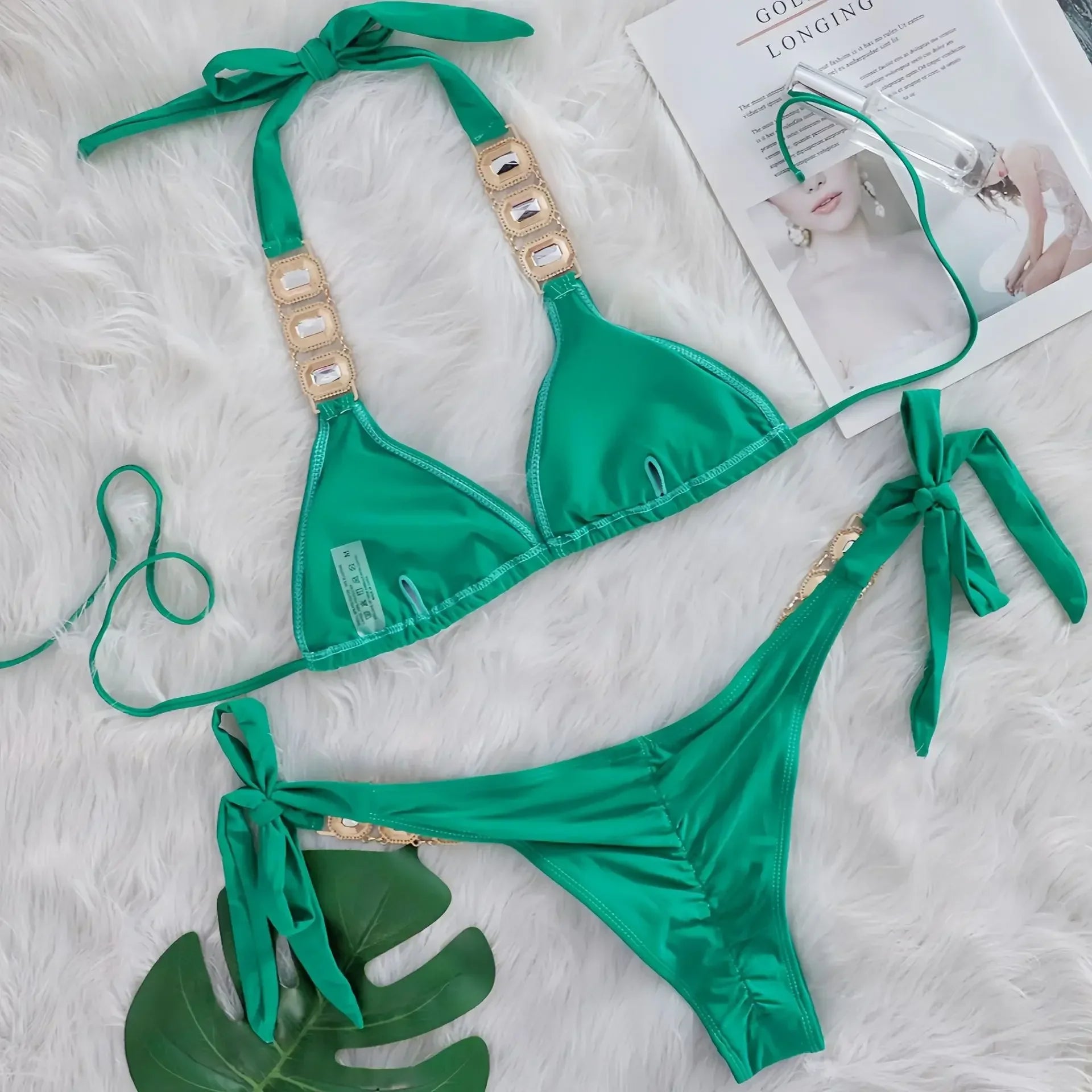 Halter Scrunch Butt Rhintstone Diamond Bikini Women Swimsuit Female Swimwear Two Pieces Bikini Set Brazilian Bathing Suit Swim