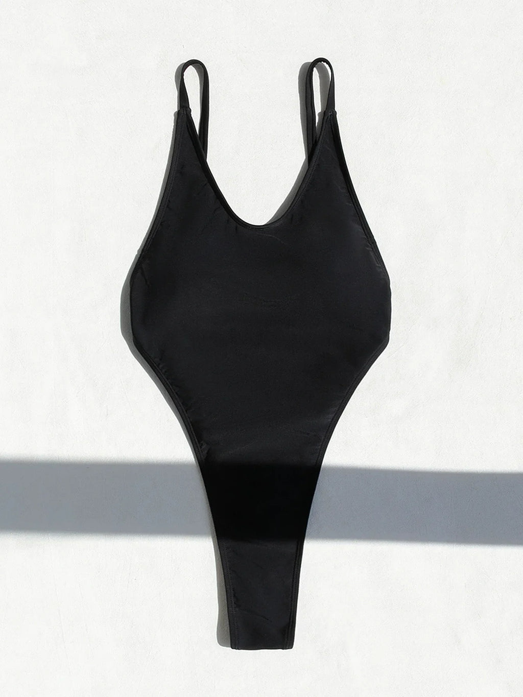 DEKA Black V Neck One-Piece Swimwear Women's Elegant Retro Black Backless Swimsuit High Waist Bathing Suit