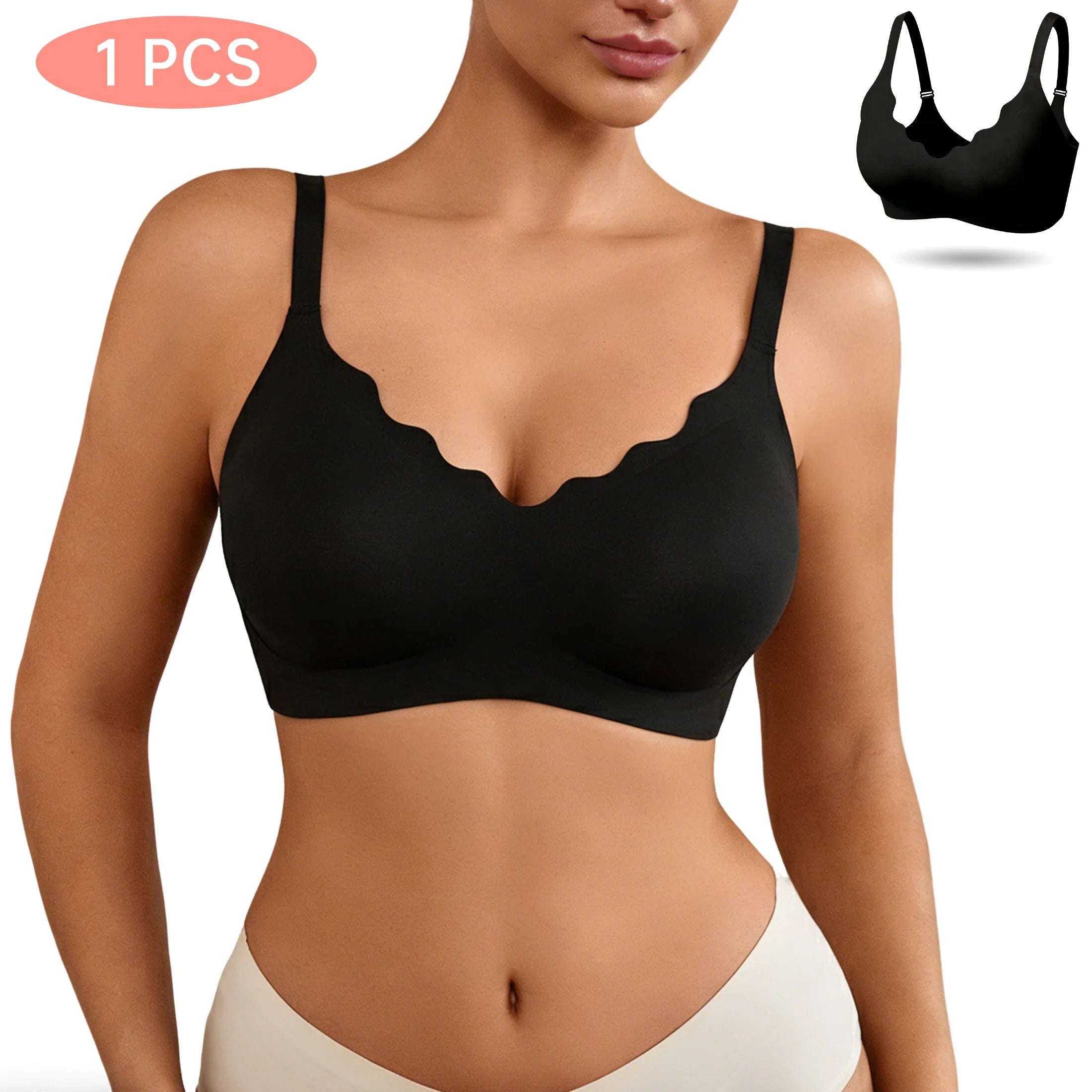 Women's Push-Up Seamless Wireless Bralette - Sexy Everyday Comfort Lingerie, Seamless U-Back Desig Yoga Fitness Dance Bra