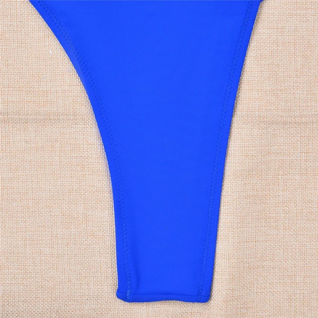 Sexy Tummy Cut Out Halter Women Thong Swimwear One Piece Swimsuit Female High Cut Monokini Rings Bathing Suit Swim Beach Wear