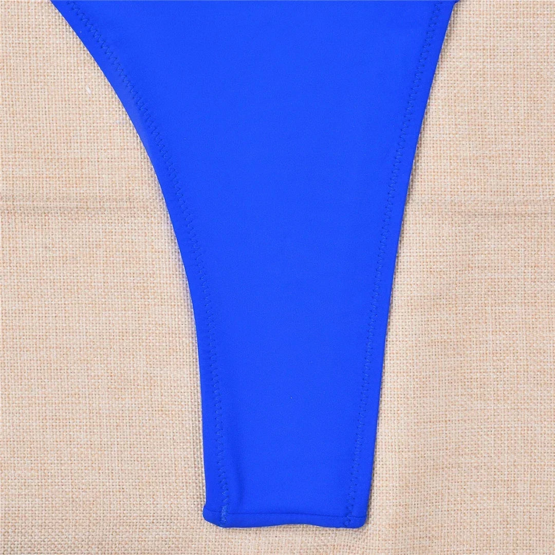 Sexy Tummy Cut Out Halter Women Thong Swimwear One Piece Swimsuit Female High Cut Monokini Rings Bathing Suit Swim Beach Wear