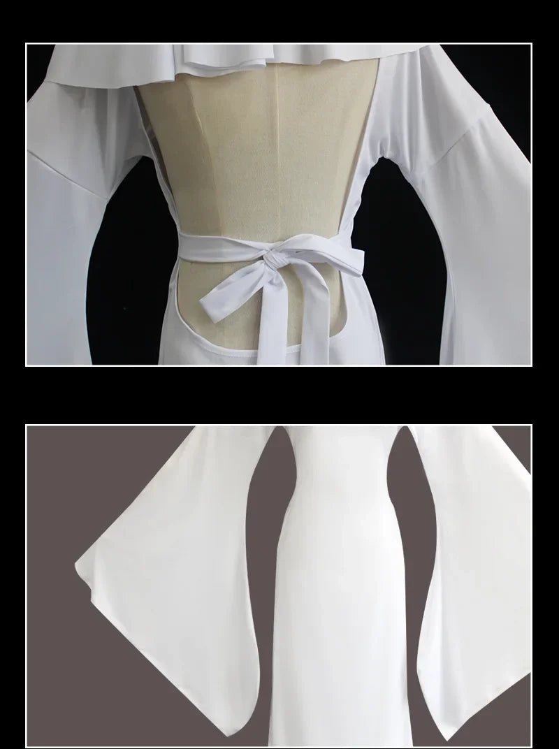 Sexy Ghost Costume for Women, White Gothic Dress, Ghost Cosplay Outfit, Halloween Party Dress, Elegant Scary Boo Lady Costume