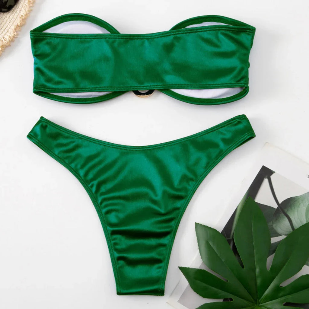 13 Color 2026 New Sexy Bandeau Bikini Women Swimwear Female Swimsuit Two-Pieces Bikini Set Padded Bather Bathing Suit Swim V4647