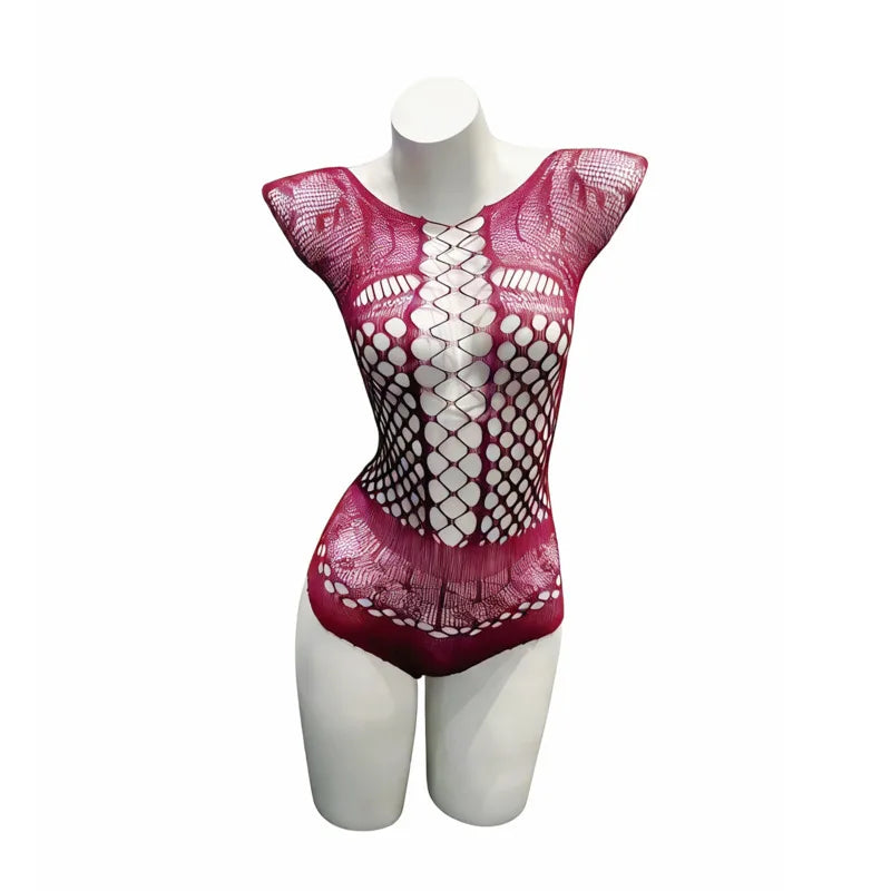 Sexy Spicy Girl Style Hollow-out Tearable One-piece Mesh Outfit Transparent Bodysuits Hollow Out For Woman Thin Bodysuits XEHY
