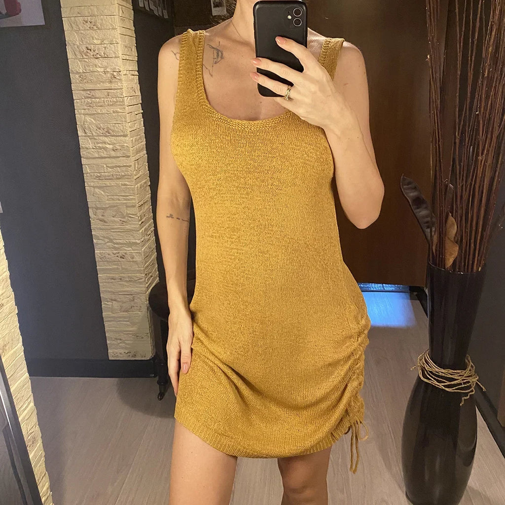 20 Colors Backless Lace Up Crochet Knitted Tunic Beach Cover Up Cover-ups Beach Dress Beach Wear Beachwear Female Women V5479
