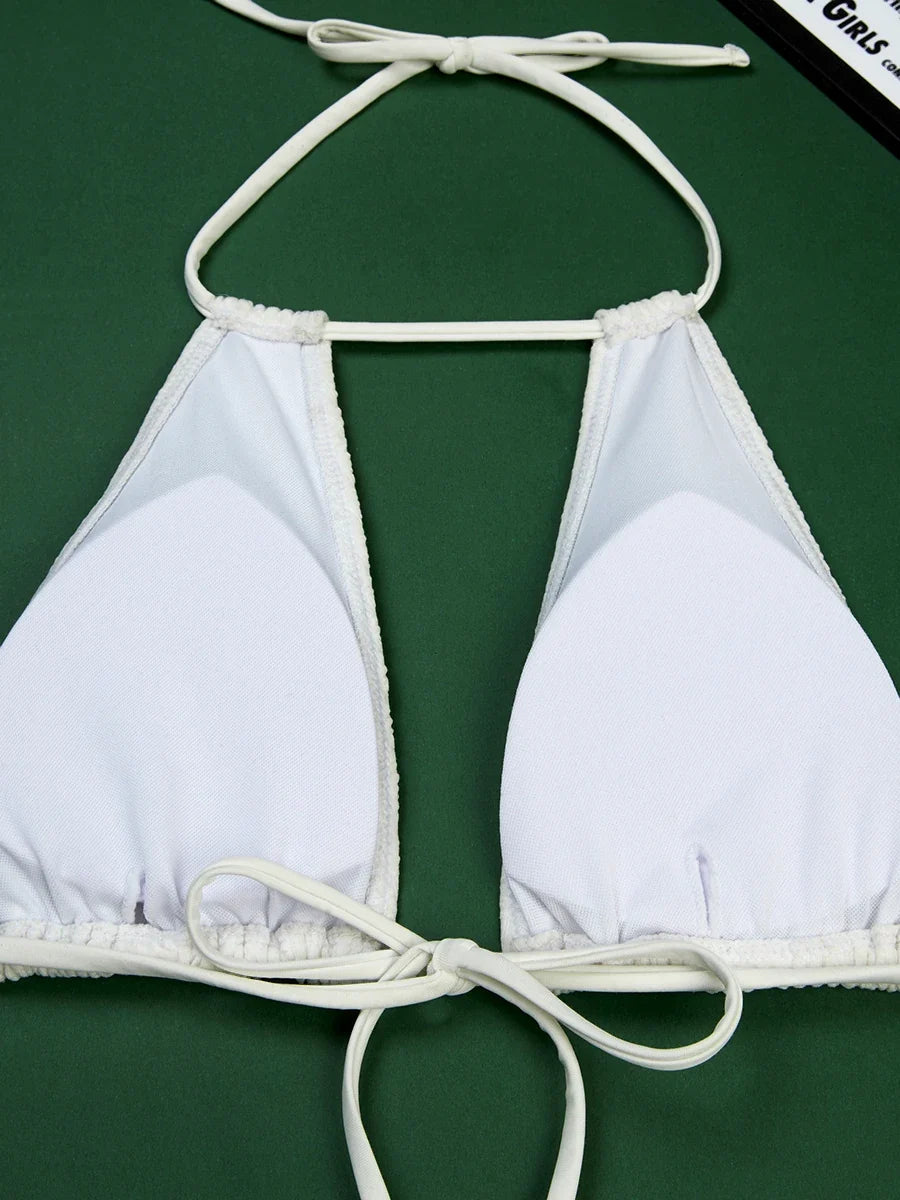 2026 Halter String Bikini Solid Hollow Swimwear Female Sexy Swimsuit Women Bathers Bathing Swimming Swim Suit Beachwear