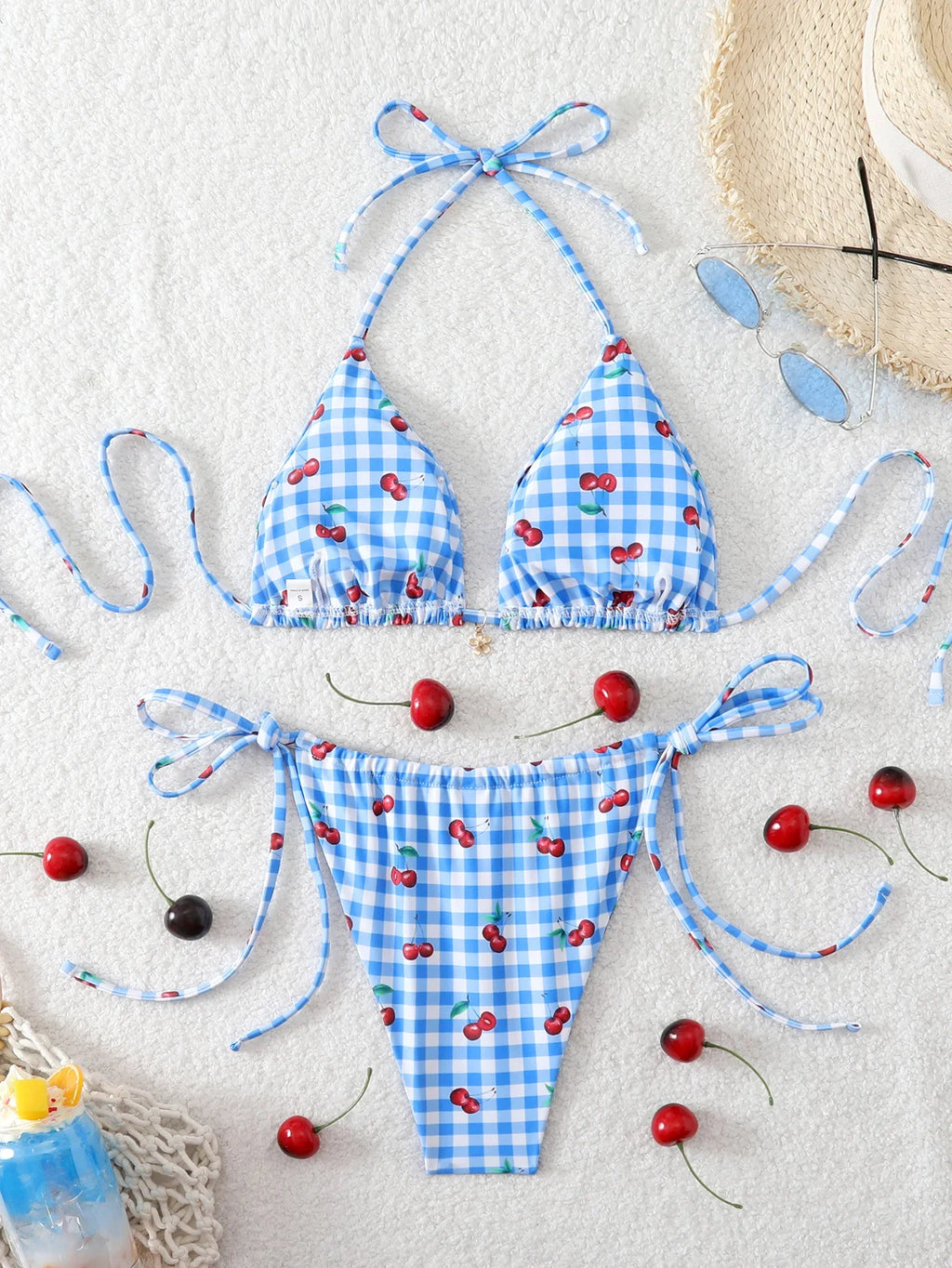 Triangle Halter Thong Bikinis 2026 Women Sexy Printed Swimsuit Floral String Swimwear Female Bathers Bathing Swimming Swim Suit