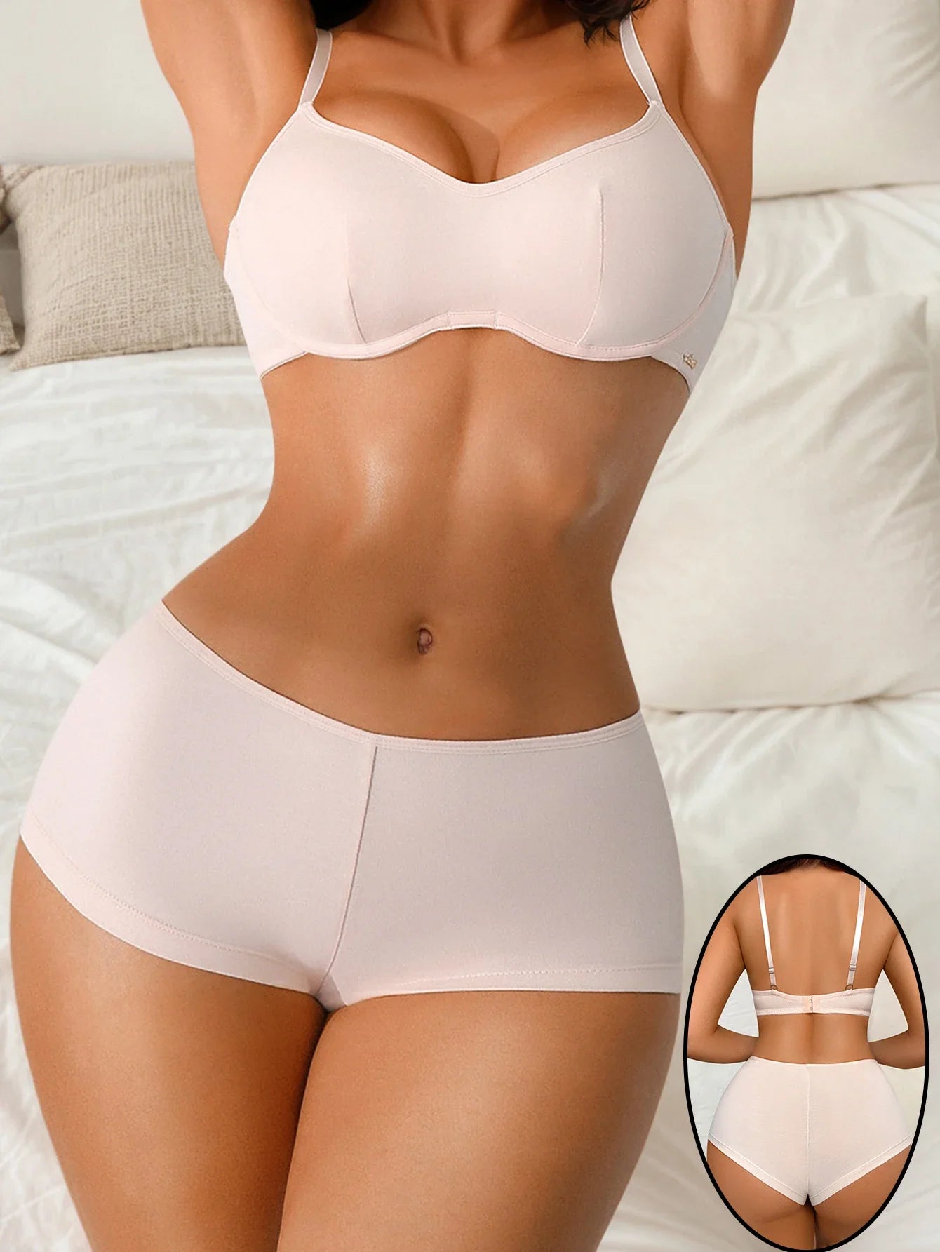 Cotton Underwear set Cream Beige Bralette High-Waisted Brief Set Cozy Daily Comfortable Intimate Set Women Lingerie MR3597