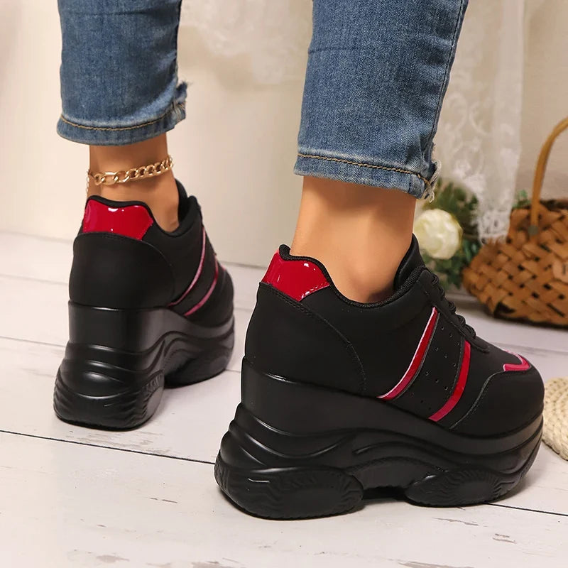Chunky Platform Sports Sneakers Women Fashion Lace Up Thick Bottom Vulcanized Shoes Woman Plus Size 42 Non Slip Sport Shoes