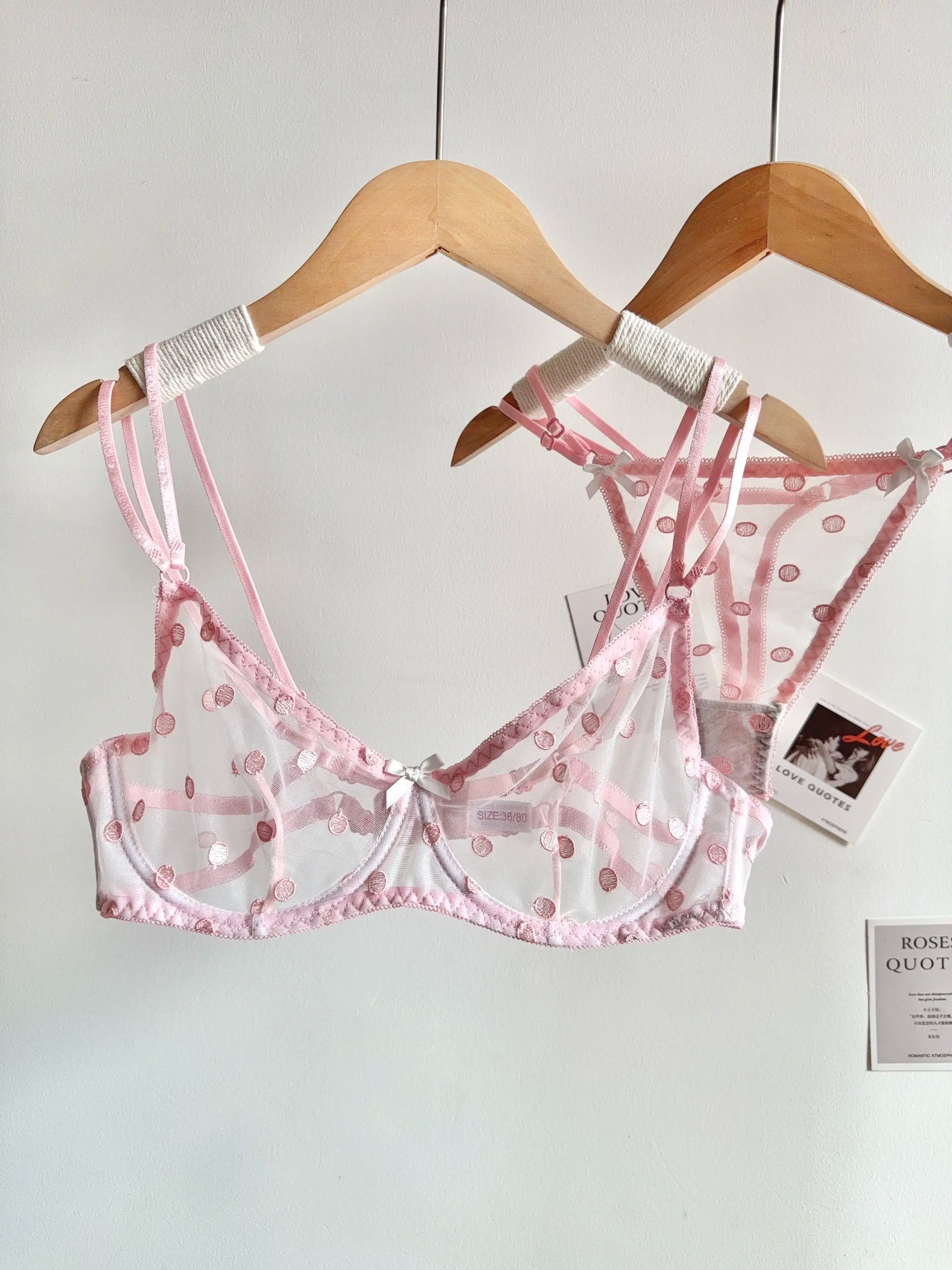 Affordable French Lace Lingerie Set | Sexy Mesh Push Up Bra for Big Bust, Ultra Thin Slimming Anti Sag Women's Bra Set MOYISU AB