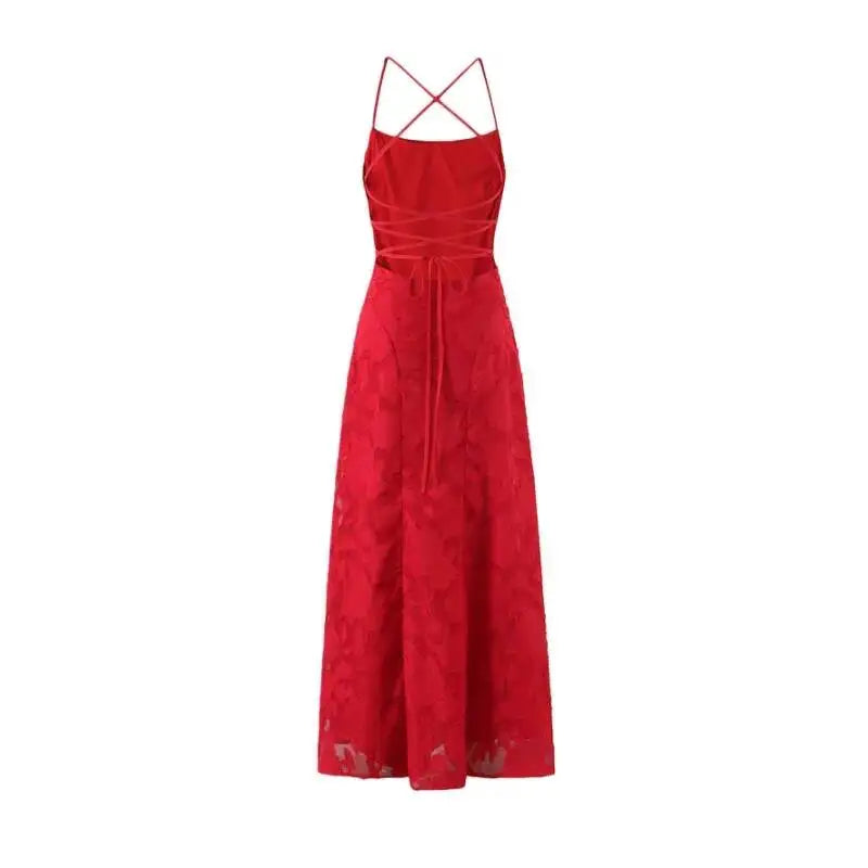 New Style Sexy Slim-fit High-waisted Dress With Back Straps Jacquard Over-the-knee Long Dress For Women Pure Desire Dress AWPU