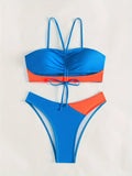 ZTVitality Sexy Patchwork Bikini Set 2025 New Arrival Biquini Padded Bra Drawstring Swimsuit Women's Swimwear Summer Beachwear