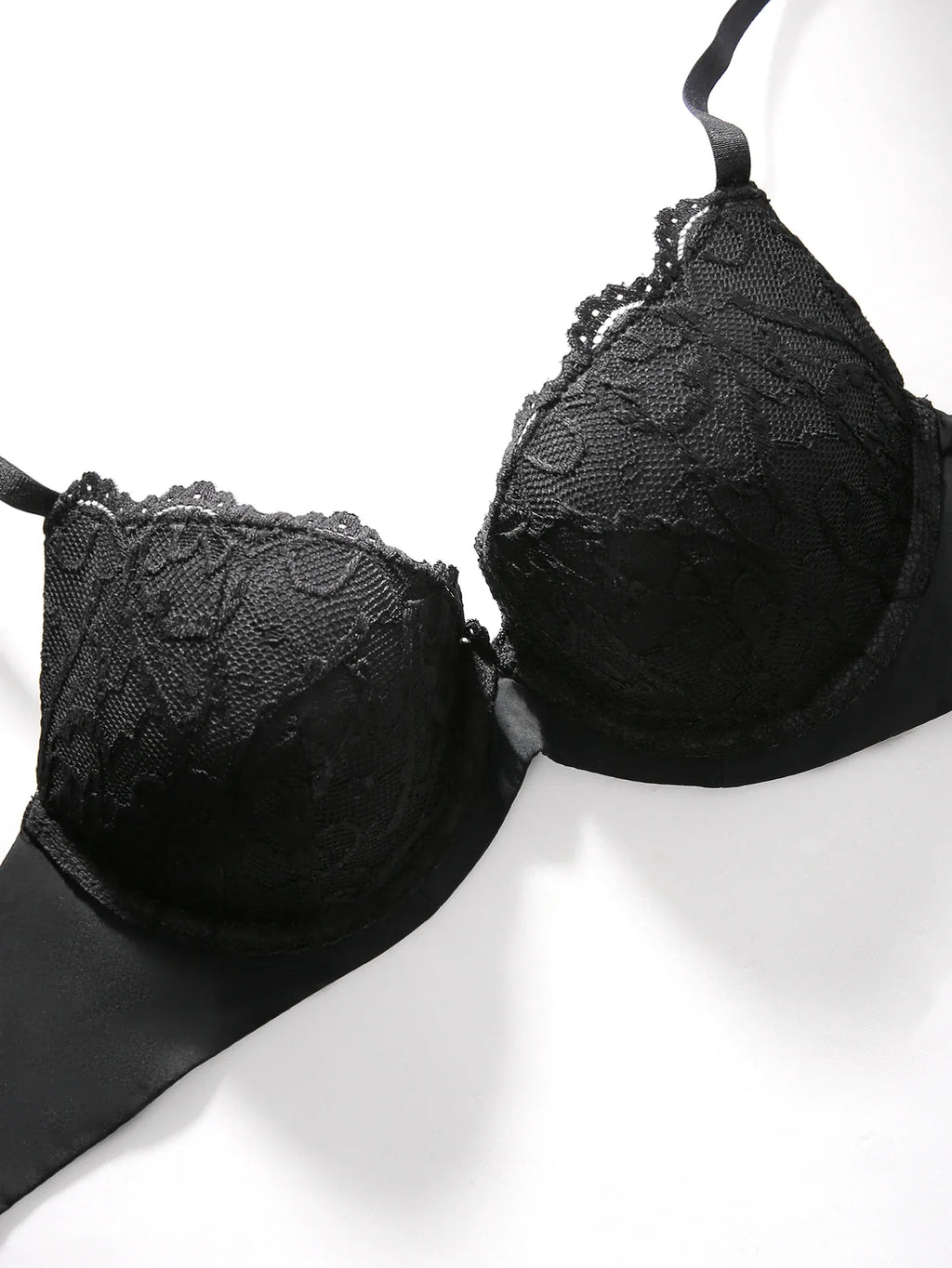 Knit Sexy Women's Thin Cup Lace Bras Lace Splicing Underwire Bra Push-Up Breathable Women's underwear