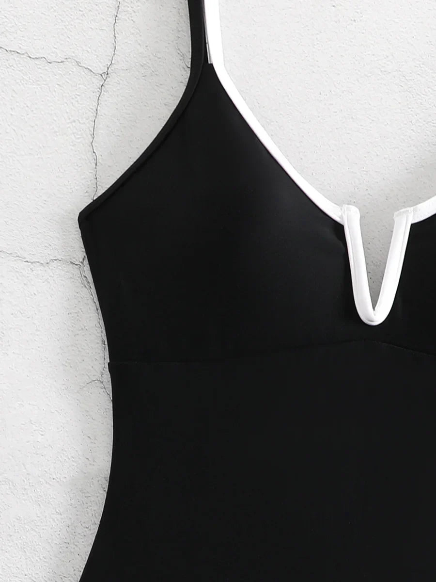 2025 Splicing Underwired V-Bar Women Micro Thong Swimwear One Piece Swimsuit Female Backless Monokini High Cut Bathing Suit Swim