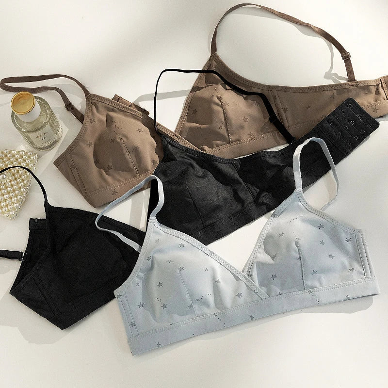 Elegant French Triangle Bra Rabbit Ear Cup Non-Padded Push Up for Small Bust Anti-Bulge Summer Lingerie UK Sizes MOYISU Sexy S-L