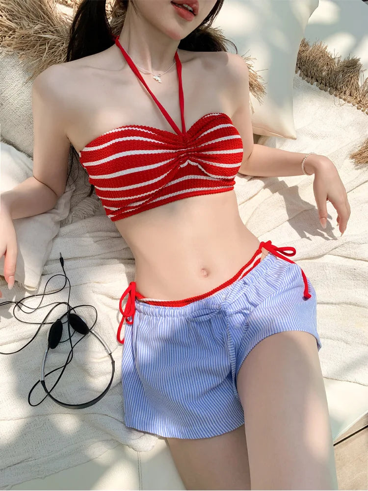 New Split Swimsuit for Women, Bikini, Spicy Girl, High-end, Sexy Sweet, Hanging Neck, Strapless, Hanging Neck, Vacation Swimsuit
