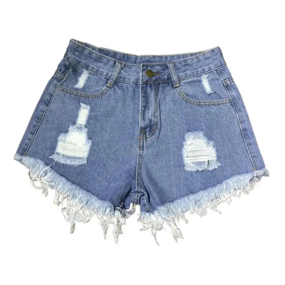 Summer Stretchy Hot Short Pants Women's High Waisted Cut Off Denim Shorts Ripped Distressed Frayed Hem Jeans Shorts