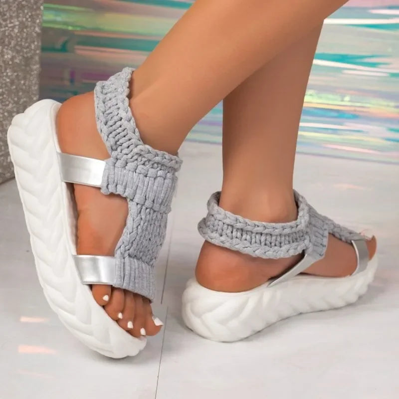 2026  Women Platform Sandals Summer Gladiator Sandals Shoes Thick Heels Ladies White Sandalias Casual