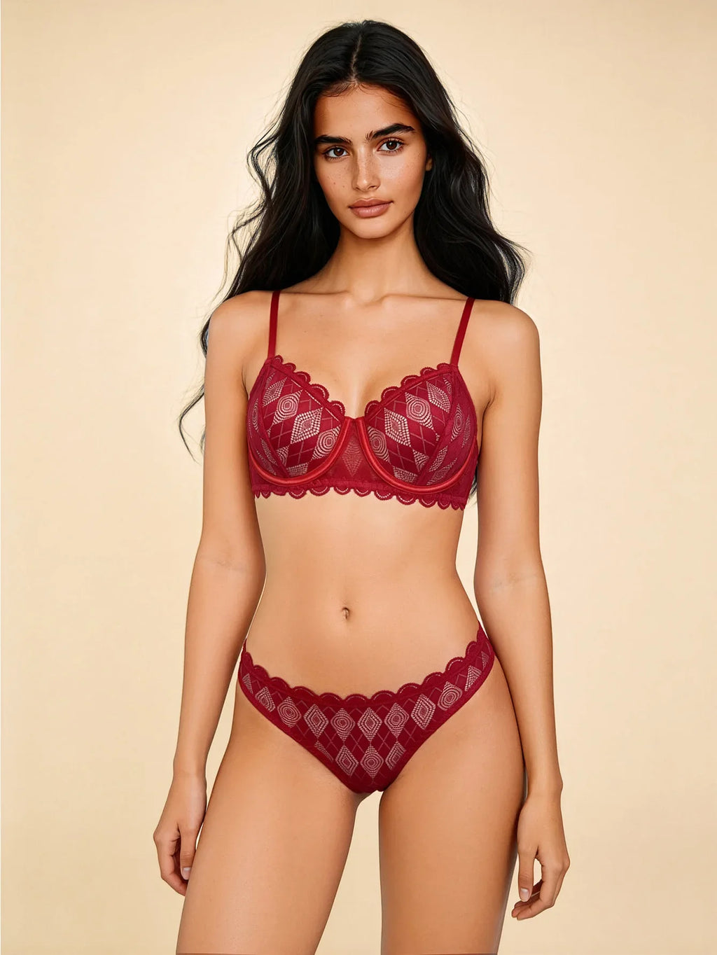 Pure desire thin bra set European and American sexy lingerie lace see-through bra set
