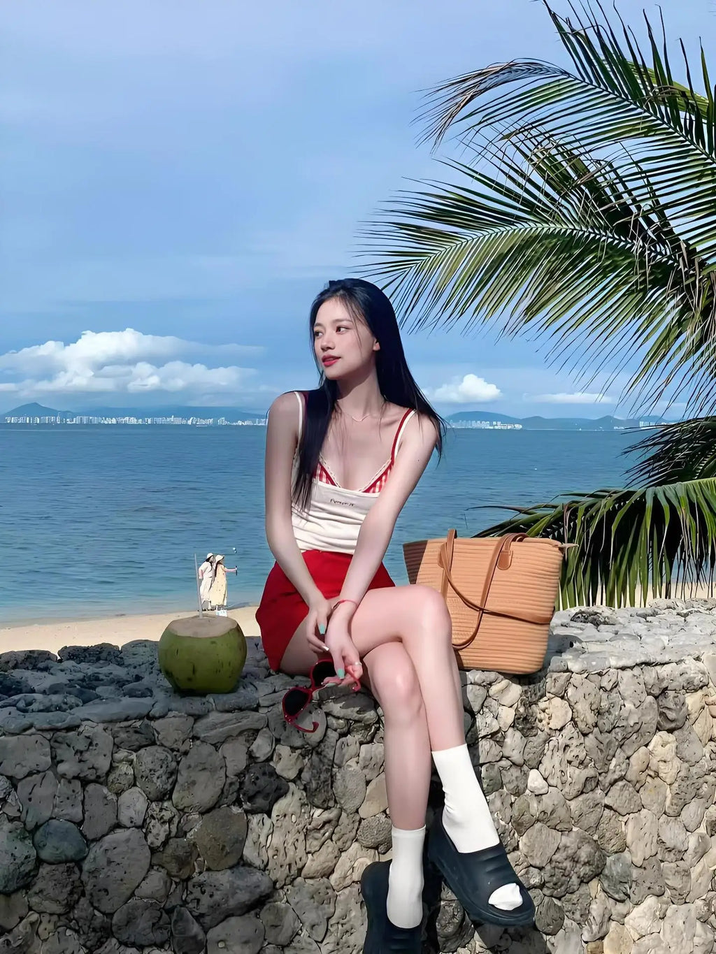 Summer New Pure Desire Style Spicy Girl Shoulder Strap Vest Women's Slim and Versatile Beach Resort Swimsuit