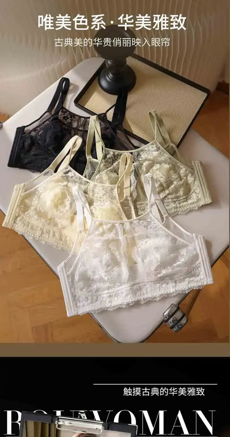 MOYISU Grande Taille Ultra Thin Bra Sheer Lingerie High Bust Anti Sagging Support Push Up Sexy Summer Bralette Large Cup Women