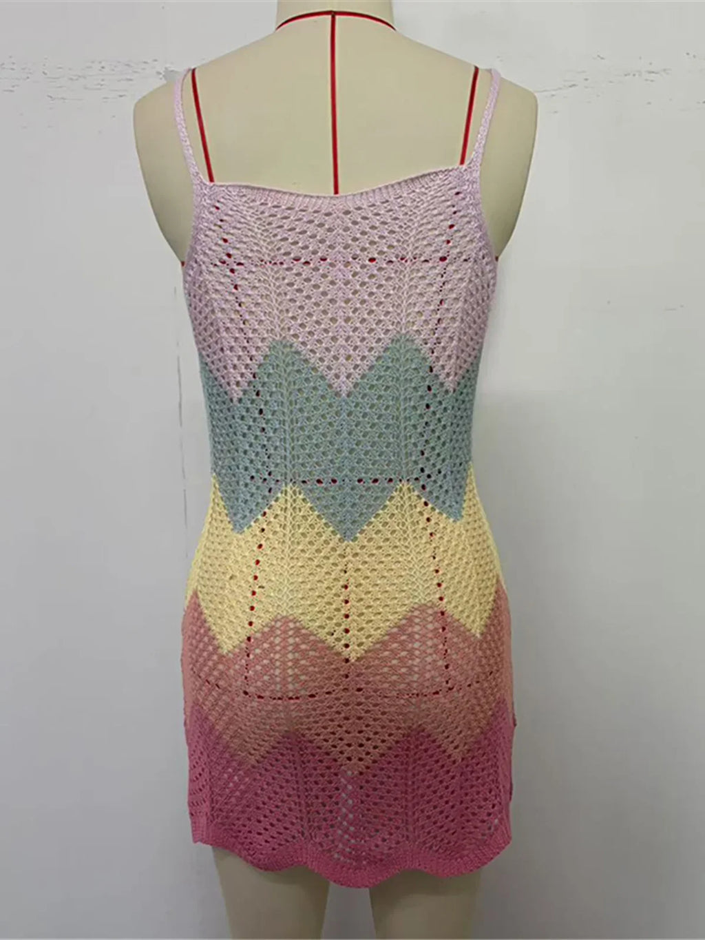2025 New Colorful Hollow Out Crochet Knitted Tunic Beach Cover Up Cover-ups Beach Dress Beach Wear Beachwear Female Women K6522