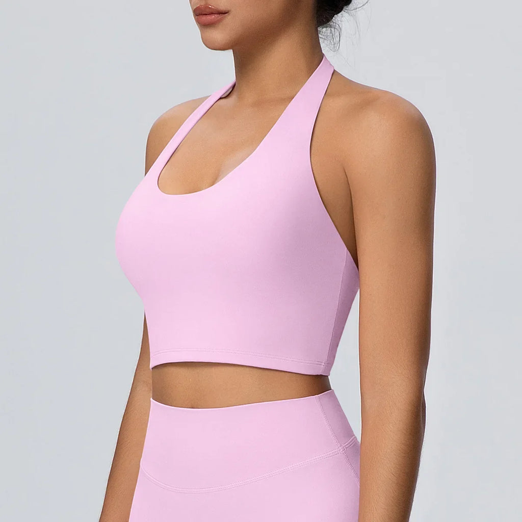 Sexy Gym Women's Sports Bra Breathable Hanging Neck Backless Sports Bra Women's Comfortable Exercise Pilates Training Yoga Top