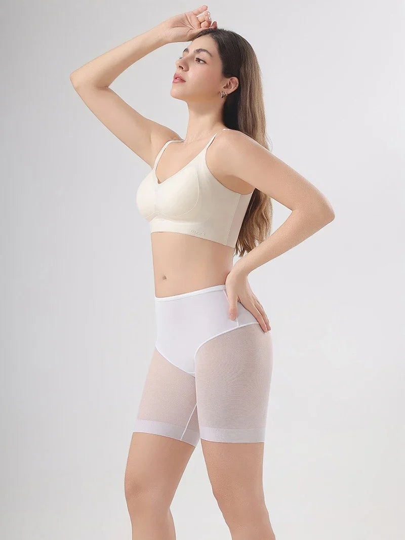 Women's Seamless Shorts Safety Pants High Waist Large Size Mesh Thin Boxer Panties Anti Friction Under Skirt Shorts Underwear