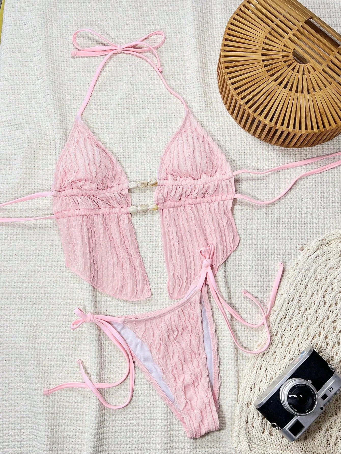 2026 Halter Padded Two Pieces Swimwear Female Solid String Stone Swimsuit Women Bathers Bathing Swimming Swim Suit Beachwear