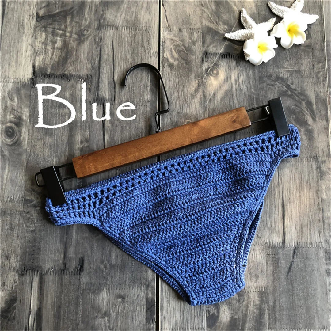 S - XL 9 Colors Crochet Knitted Bikini Bottom Swim Brief Women Swimwear Female Bather Brazilian Tanga Panties Underwear V4195