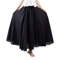 Maxi Skirt Double Layer Women Skirt A-Line Loose Fit Elastic Waist Solid Color Design Flowy Skirt Spring Summer Casual Wear