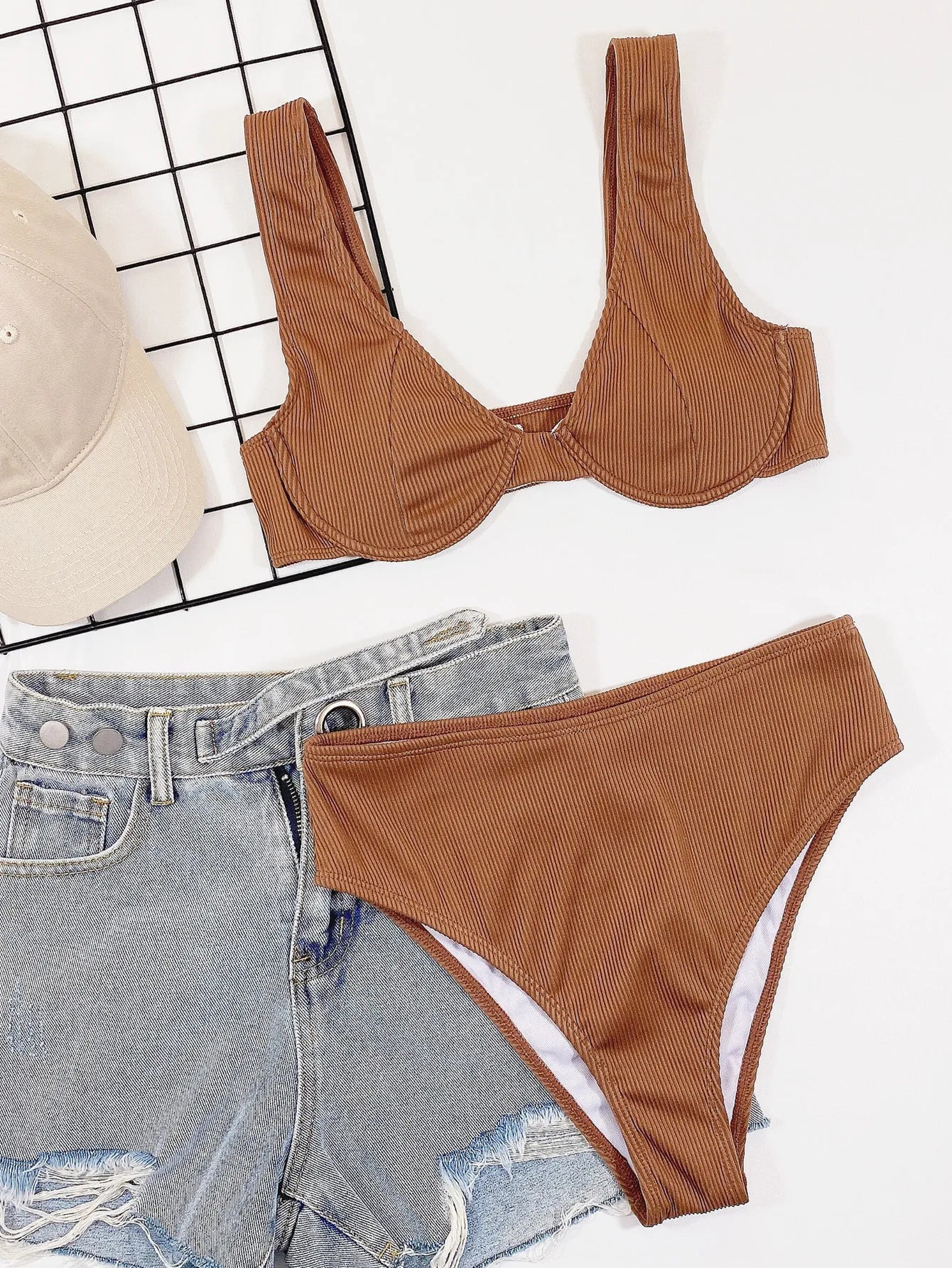 Bikini 2026 Sexy Coffee Push Up High Waist Swimwear Swimsuit Women Bikinis Set Bathing Suit Beach Bikini Taille Haute Banadores
