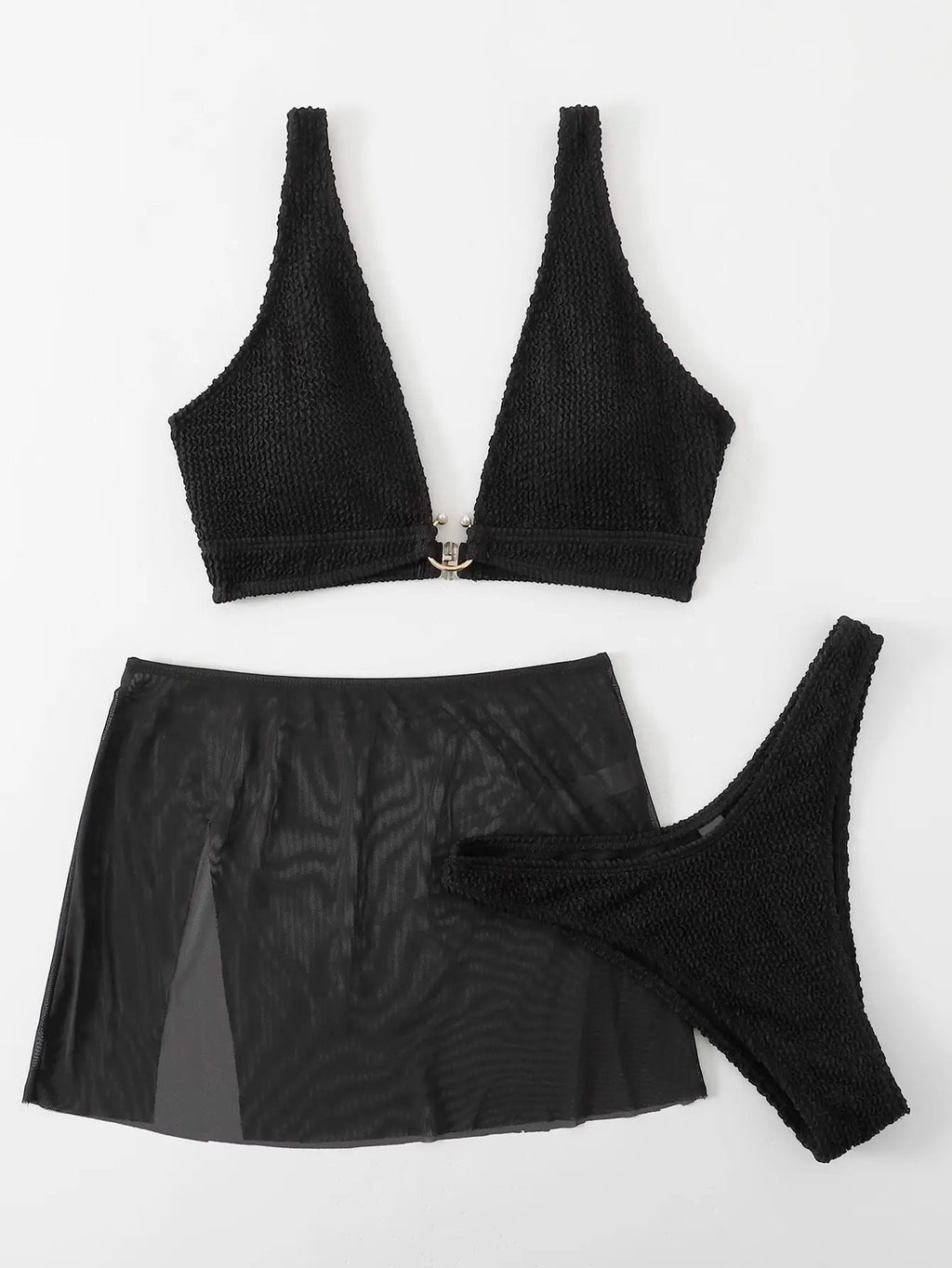 3 Pieces U-ring High Cut Bikini Swimsuit & Split Thigh Beach Skirt Swimwear Women 2026 Bathers Bathing Swimming Suit Female
