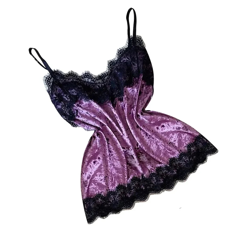 Summer Velvet Pyjamas Set for Women Sleepwear Sleeveless Straps Nightwear Lace Trim Cami Top and Shorts Sets Sexy Lingerie