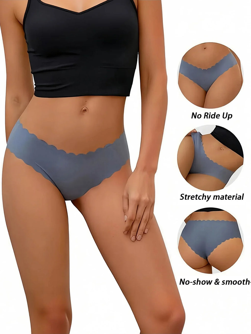 4pcs Women's Seamless Bra and Panty Set No Underwire Bralette - Removable Pads, Medium Support & Comfortable Stretch Fabric Bra