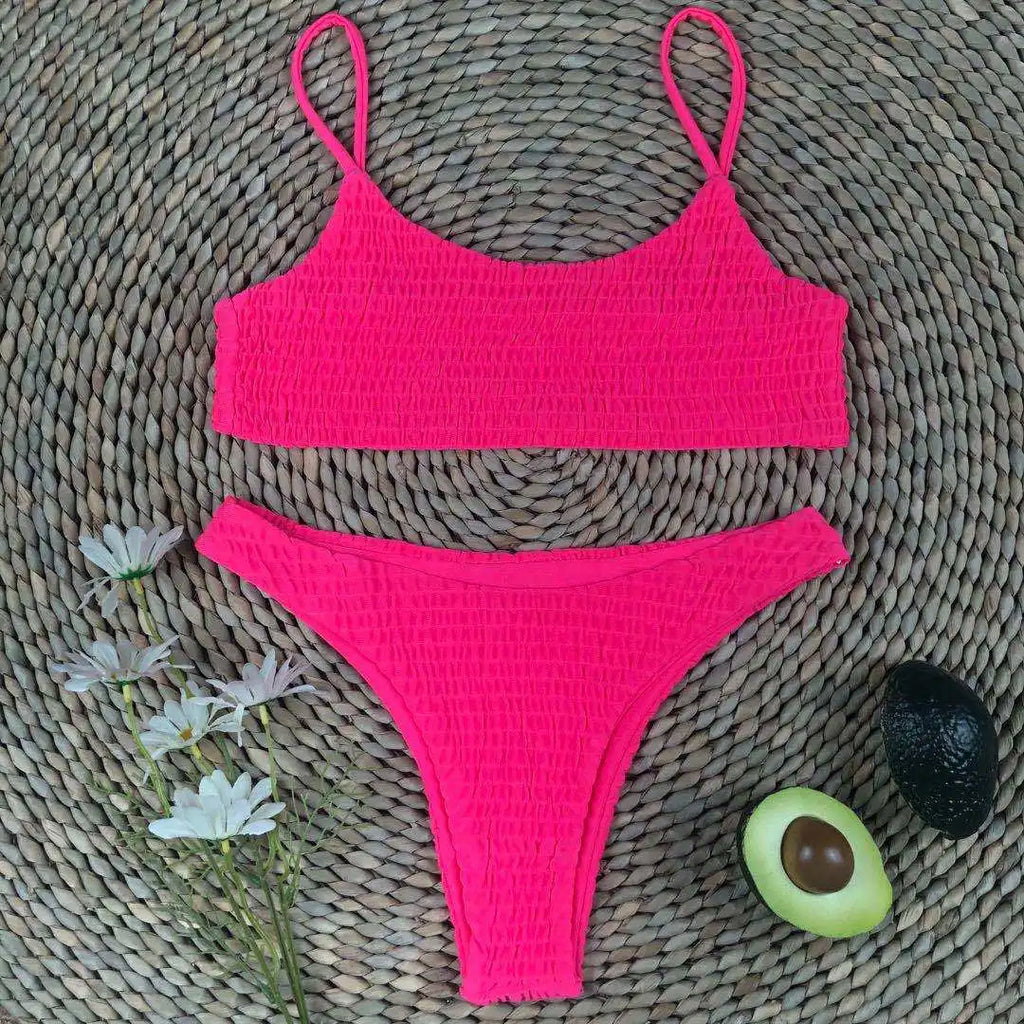 Sexy Wrinkled Butterfly Printed Bikini Female Swimsuit Women Swimwear Two-Pieces Bikini Set Bather Bathing Suit Swim Lady V713