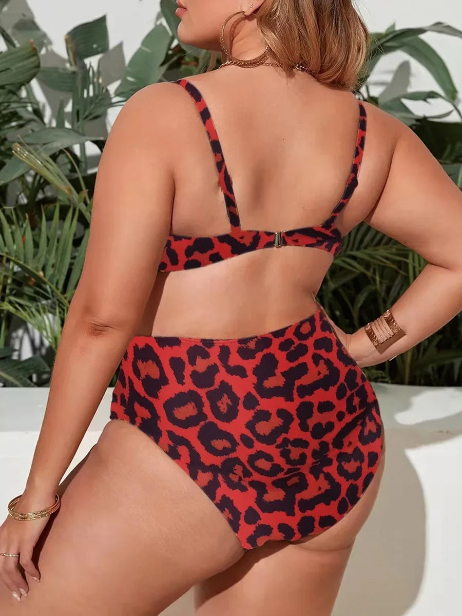 Leopard Push Up Bikini 2026 Large Plus Big Size Swimsuit Women High Waist Swimwear Female Bathers Bathing Swimming Swim Suit 4XL