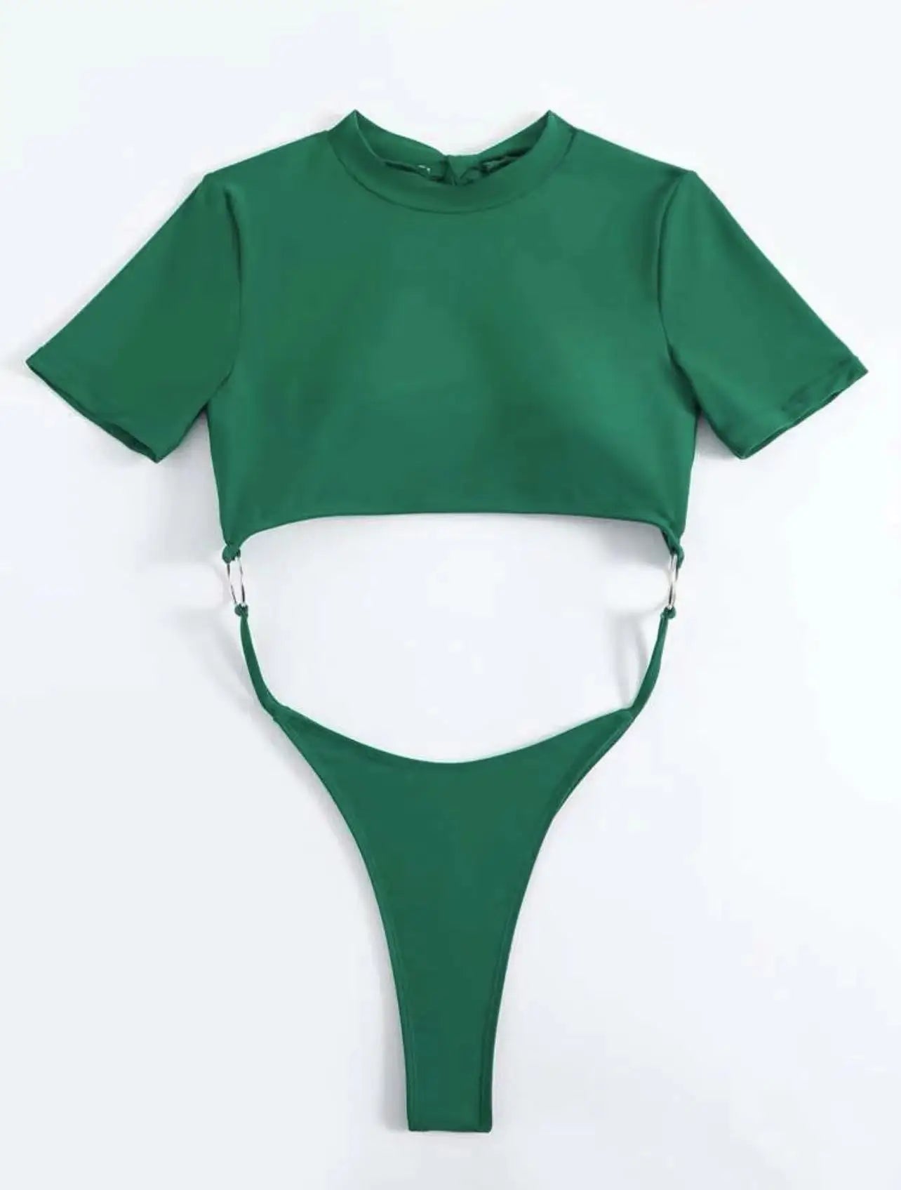XS - L Mini Micro Thong Short Sleeve One Piece Swimsuit Women Female Swimwear Cut Cut Monokini High Cut Bathing Suit Swim Lady