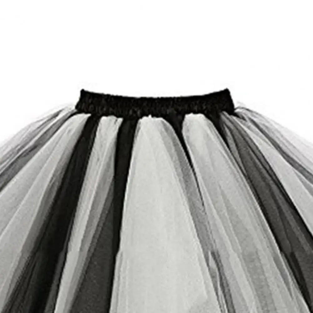 Women Skirt A-line Big Swing Multi-layered Candy Color High Elastic Waist Fluffy Gauze Dancing Performance Short Pleated Skirt